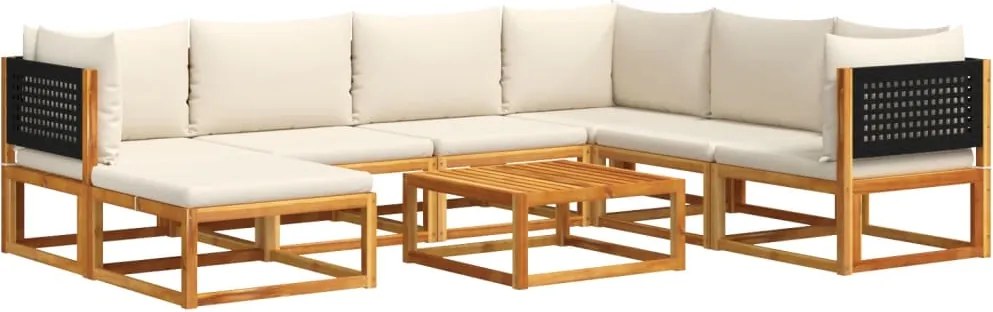 vidaXL Set canapele de grădină cu 8 piese și perne, lemn de salcâm și ratan