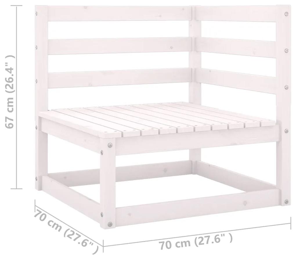 Set mobilier de gradina cu perne, 8 piese, alb, lemn masiv pin Alb, 1, Da