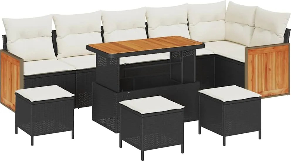 vidaXL Set de canapele pentru grădină 12 pcs Negru și Crem poliratan