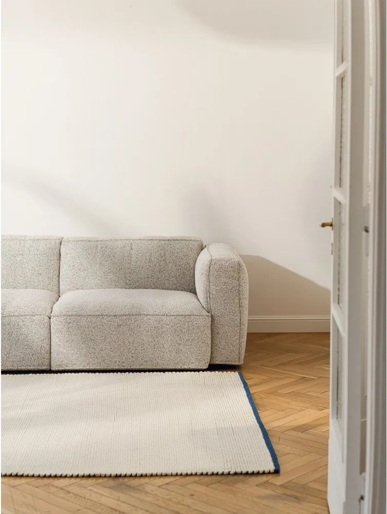 Covor tip traversă albastru/bej țesut manual din lână 80x170 cm Lenu – noo.ma