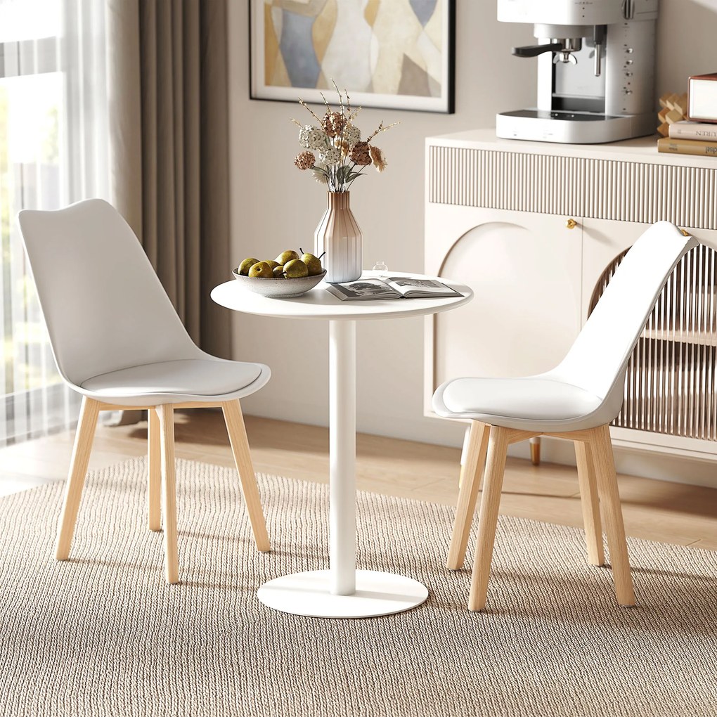HOMCOM Masă de Dining Rotundă și Modernă pentru 2 Persoane din Oțel, Albă | Aosom Romania