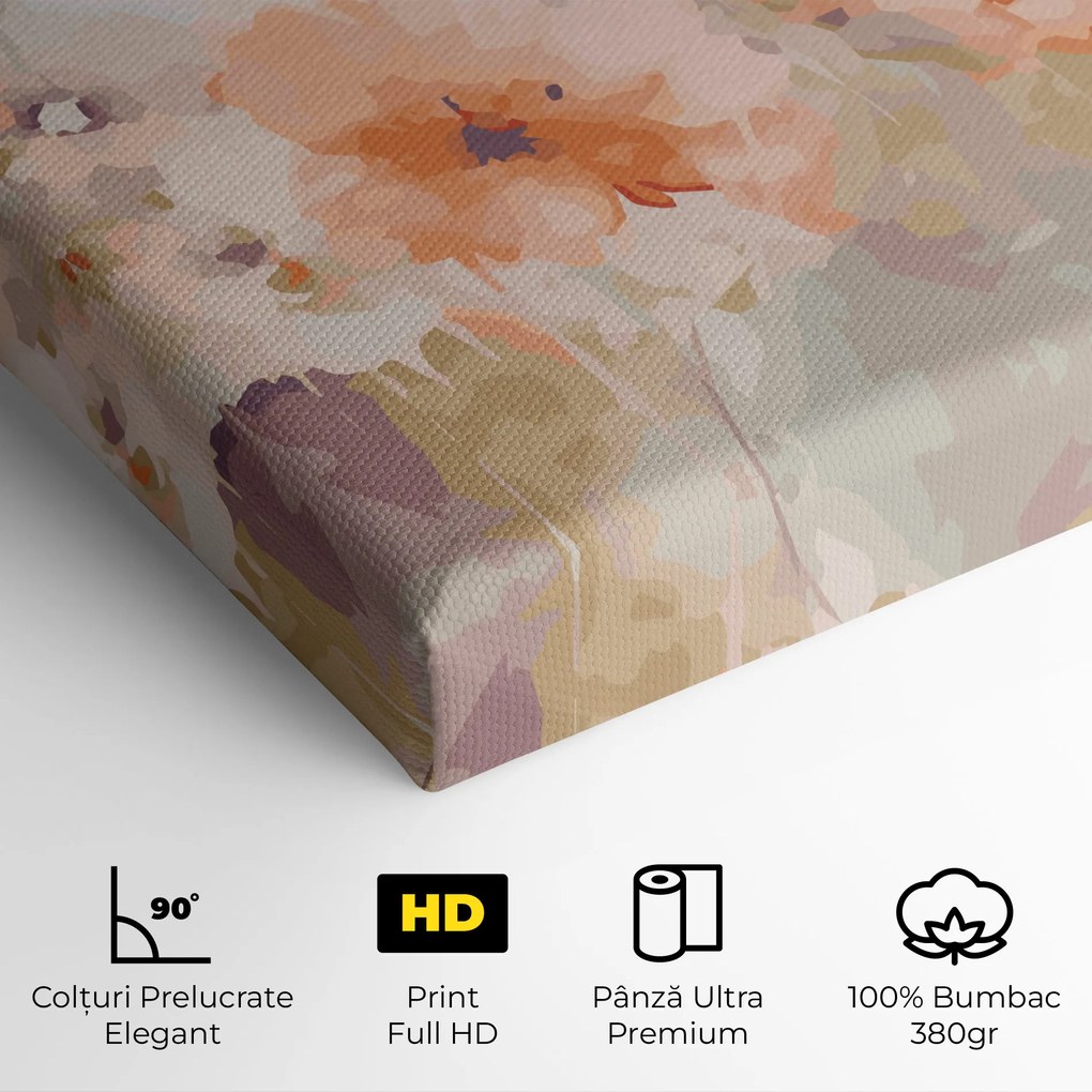 Tablou Canvas, 50x100cm, Dormitor si Living, Peisaje, Primavara, Spring Orange Art