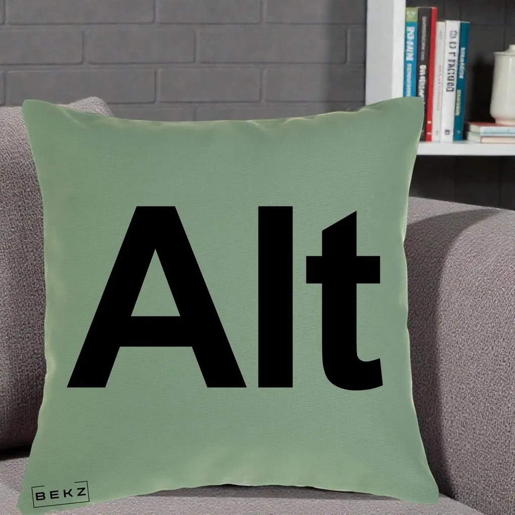 Perna Personalizata Tasta Alt Tipografie Bold, 40x40 cm, Verde, Husa Detasabila, Perna Inclusa, BEKZ®