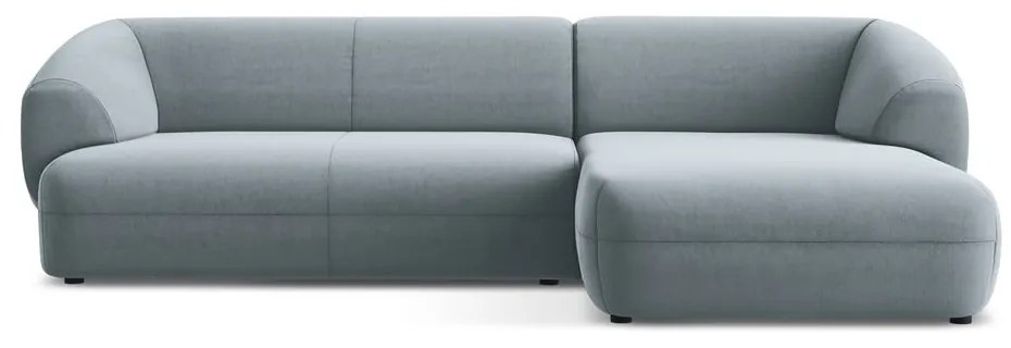 Colțar albastru deschis cu tapițerie din catifea (cu colț pe partea dreaptă) Moana – Makamii