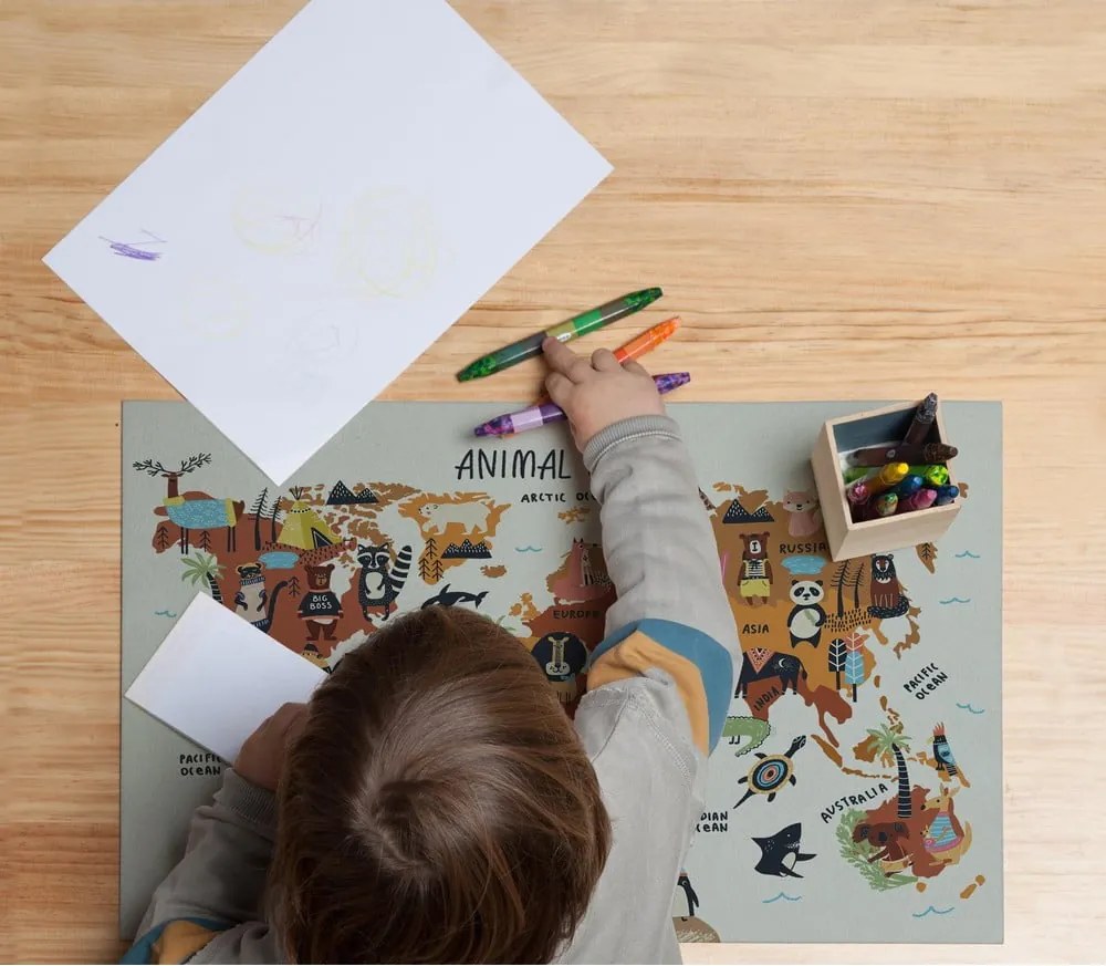 Suport de farfurie Really Nice Things Animals Worldmap, 55 x 35 cm