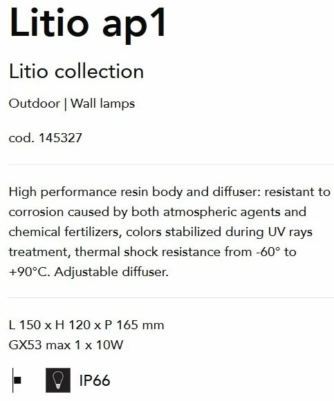 Aplica exterior directionabila IP66 Litio ap1 GRIGIO