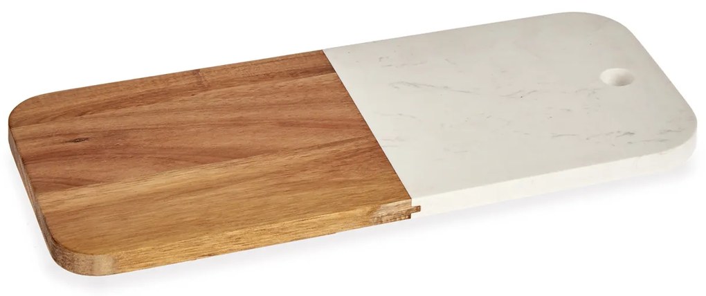 Tava de servire, marmura si lemn, 38 x 18 cm