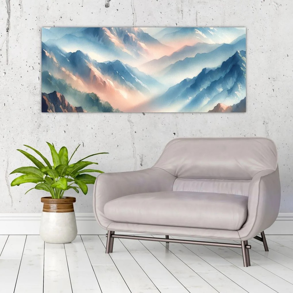 Tablou - Acuarelă munți (120x50 cm)