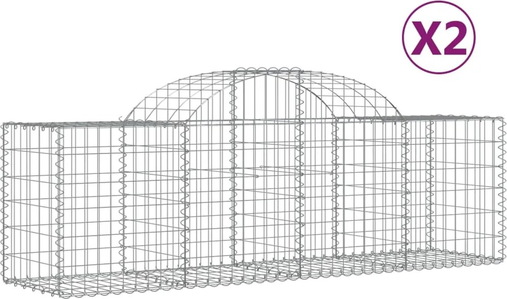 vidaXL Coșuri gabion arcuite 2 buc, 200x50x60/80 cm, fier galvanizat
