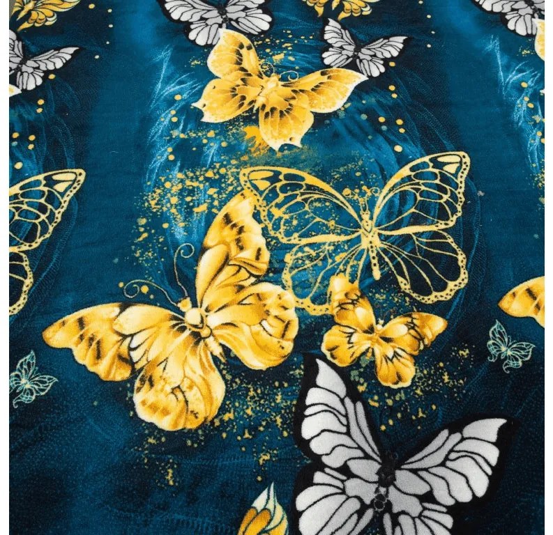 Cearsaf Cocolino microplus cu elastic FLUTURE AURIU SI ALB 90x200 cm verde inchis