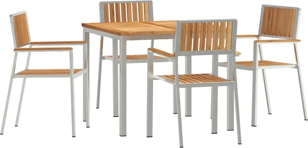 vidaXL Set dining pentru exterior 5 pcs Maro Lemn solid de tec