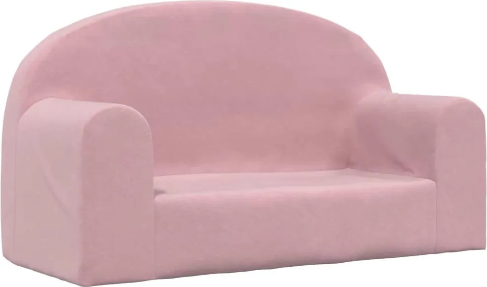 vidaXL Canapea pentru copii cu 2 locuri, roz, pluș moale