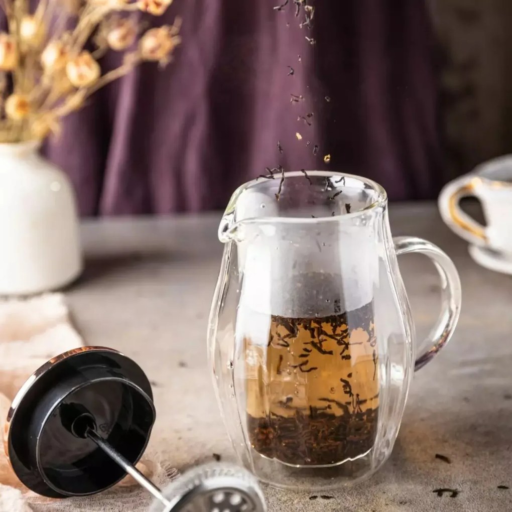 Infuzor pentru cafea/ceai, sticlă, culoare cupru, 0,35L Klausberg KB7721, cu perete dublu
