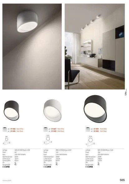 Redo 01-1627 - Spot LED UTO, 12W, 230V, Ø 12 cm, alb