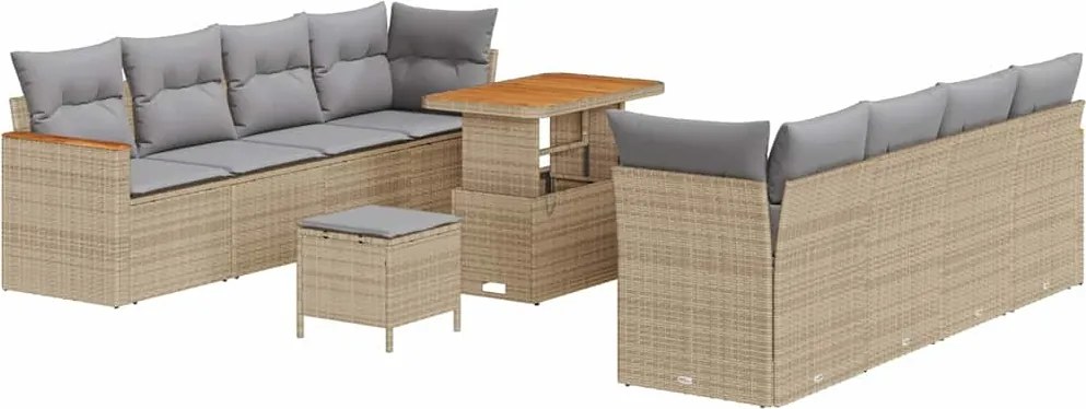 vidaXL Set de canapele pentru grădină 11 pcs Bej poliratan