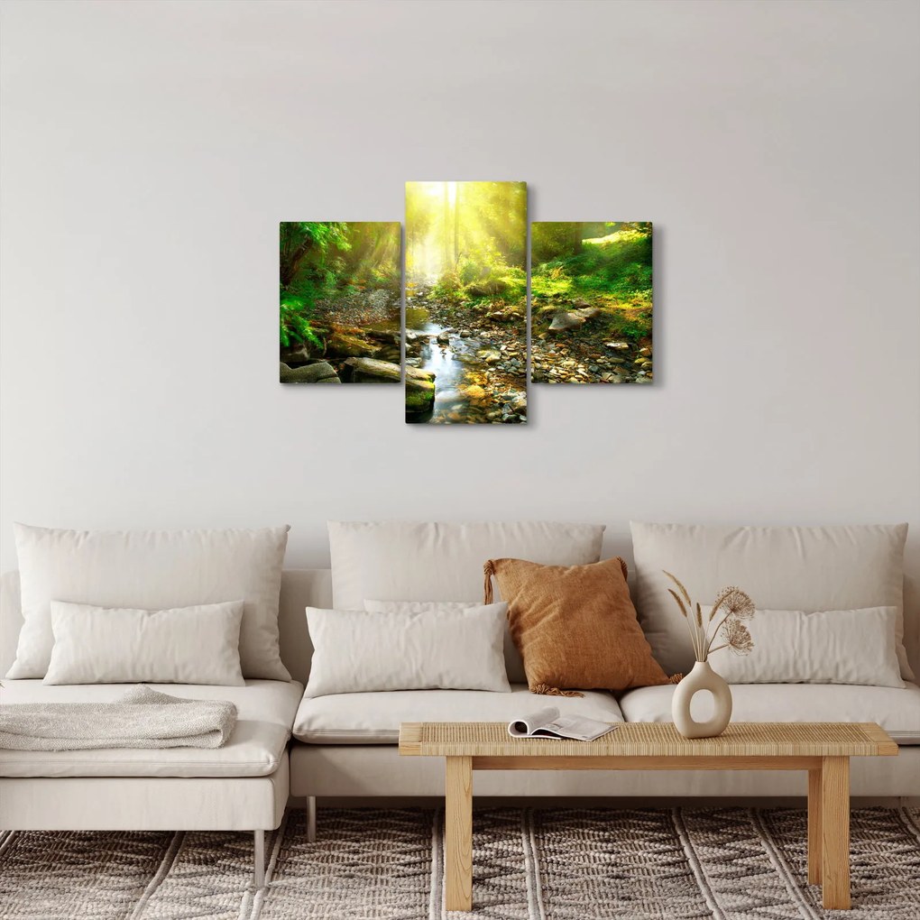 Tablou cu râul în pădurea verde (90x60 cm)