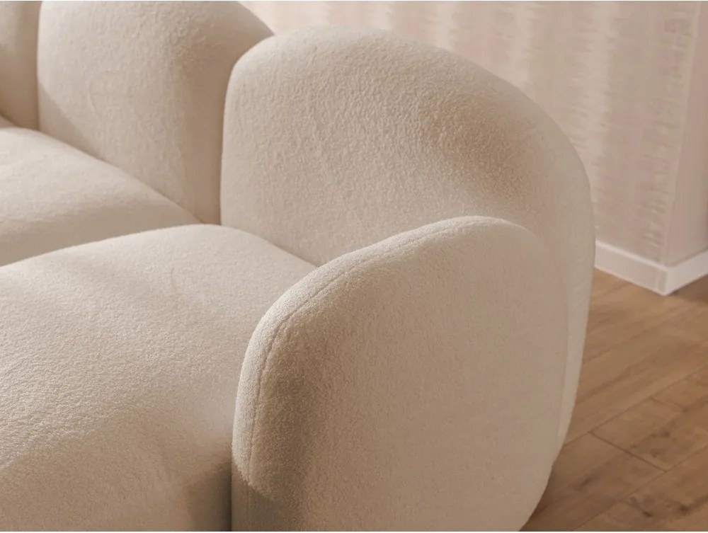 Colțar maro deschis cu tapițerie din țesătură bouclé (în formă de "U") Orbit – Ropez