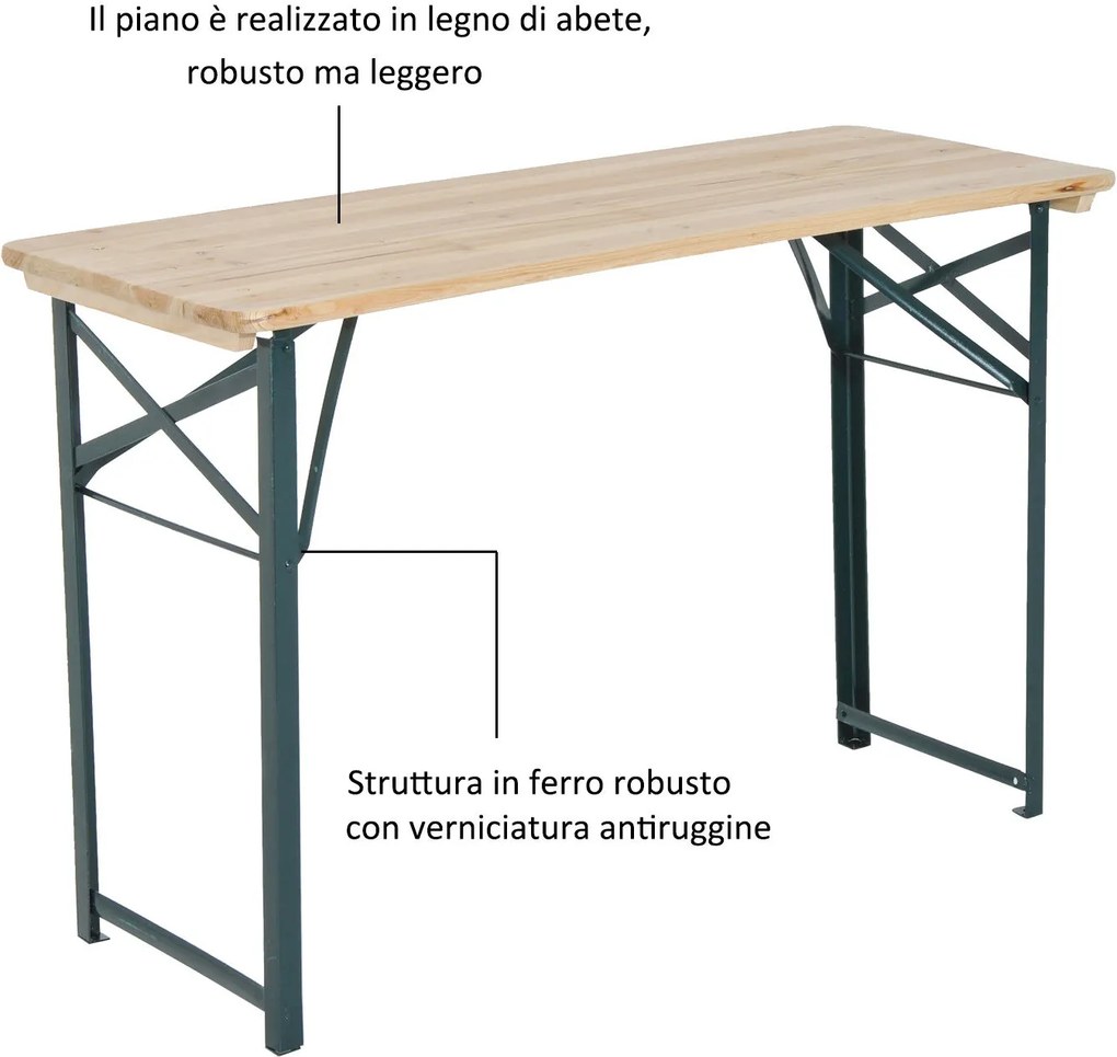 Outsunny Set Berarie de Extern Masa si 2 Banci cu Spatar Pliabil in Lemn de Brad