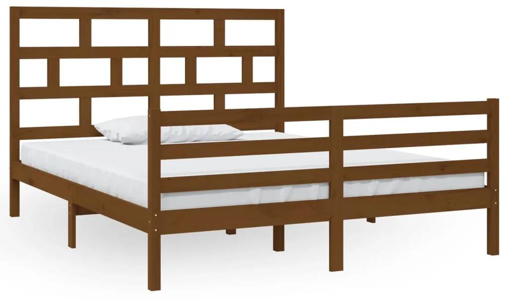 3101296 vidaXL Cadru de pat, maro miere, 160x200 cm, lemn masiv de pin