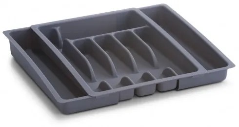 Organizator pentru tacamuri, din plastic, Tray Gri, 6-8 compartimente, l29-50xA38xH6,5 cm
