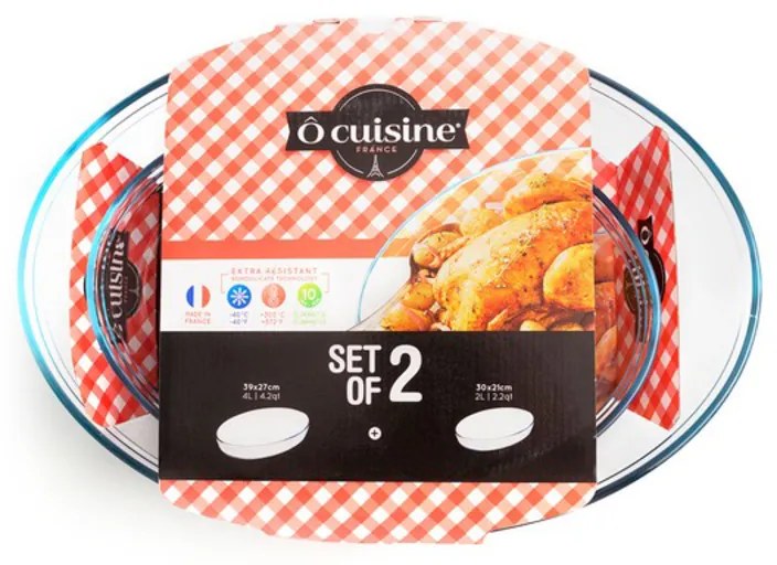 Set de vase pentru cuptor Ô cuisine transparent sticlă borosilicată (2 pcs)