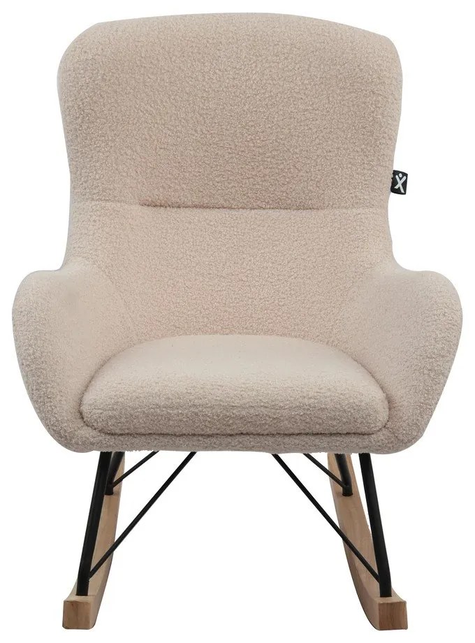 Fotoliu de copii bej balansoar cu tapițerie din țesătură bouclé Rocky – Vipack