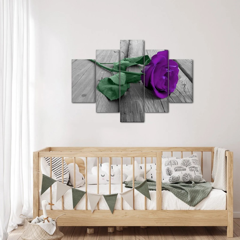 Tablou - Trandafir violet cu tulpina verde (150x105 cm)