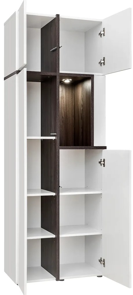 Dulap cu rafturi Carlyn 28 PEW CS WSW (alb mat + brest perlă + alb ultra lucios). 1024469