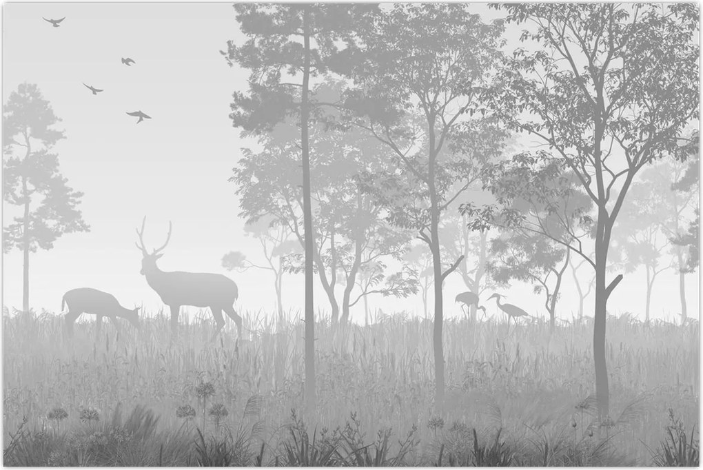 Tablou - Pajiște cu cerbi (90x60 cm)