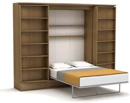 Pat rabatabil dublu cu biblioteca si dulapuri - Sliding Suit (Suit Bed) 140X200 - Milano (Massa)