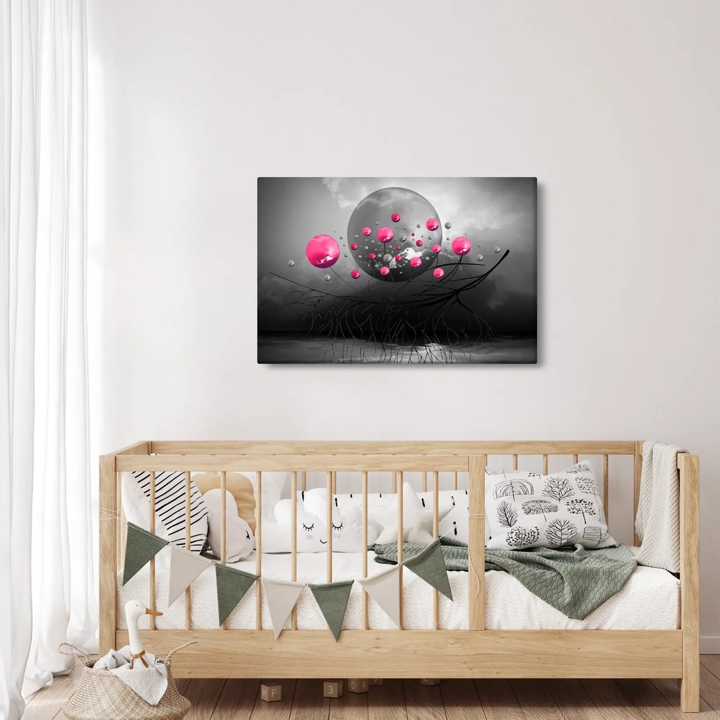Tabloul cu bile abstracte roz (90x60 cm)