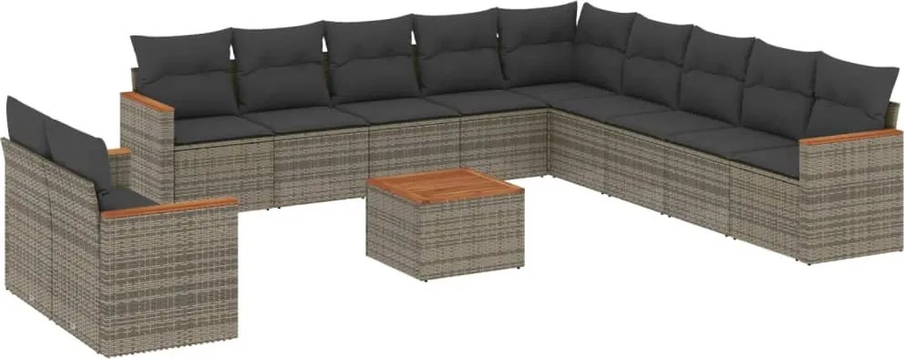 vidaXL Set canapea de grădină cu perne, 12 piese, gri, poliratan