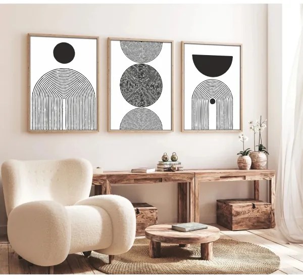 SET 3x pictură în ramă foto 50x70 cm negru/alb