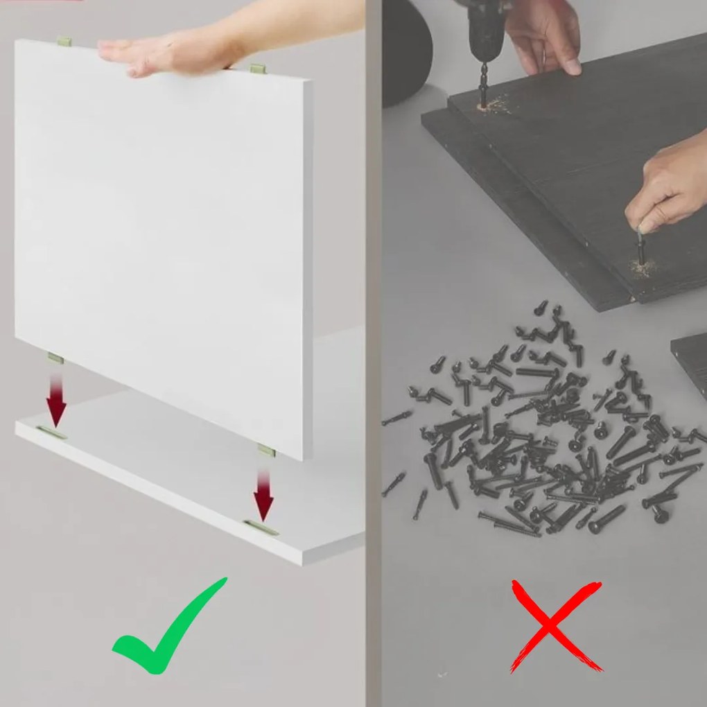 Noptieră RAMONA, 58x35x45 cm, alb mat/bej Vasagle