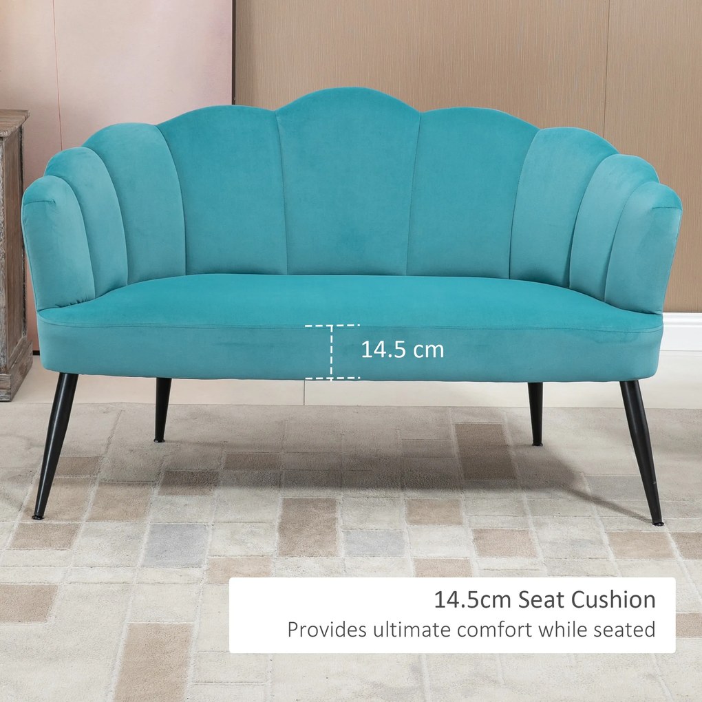 HOMCOM Canapea 132 cm pentru dormitor, mobilier modern din catifea, canapea mica tapitata pentru spatii mici | AOSOM RO