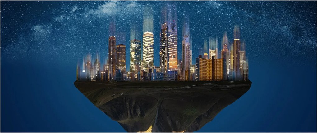 Tablou - Metropola plutind în spațiu (120x50 cm)