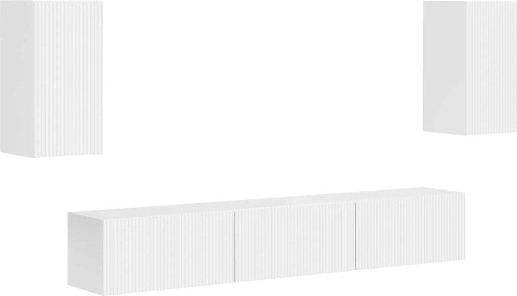 vidaXL Set comodă TV Pe perete 5 pcs Alb lucios Lemn compozit