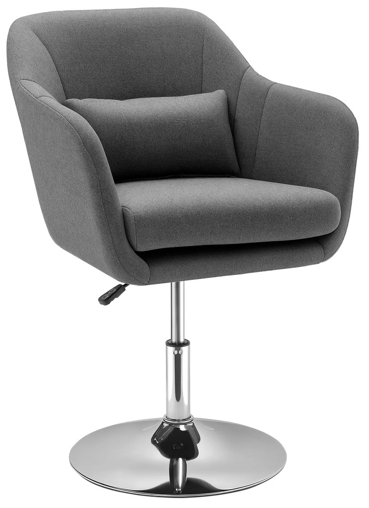 HOMCOM Fotoliu de salon Confort Maxim Pernițe lombare Înălțare reglabilă Rotativ 360° Picior metal cromat Lin Gri | Aosom Romania