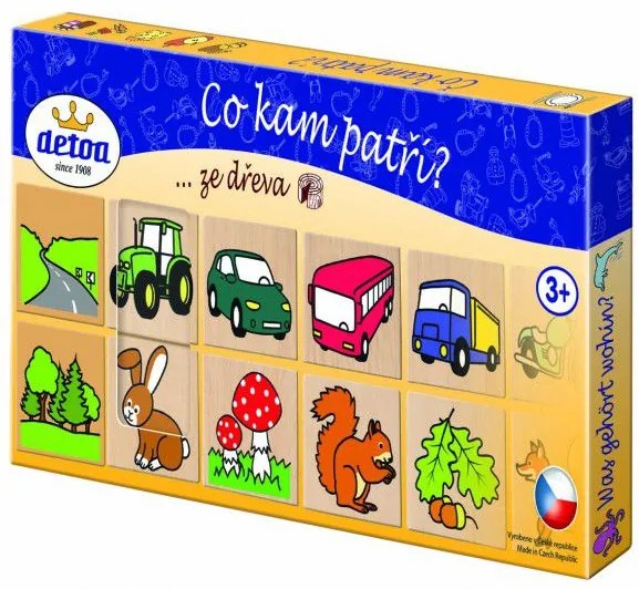 Ce aparține unde? 36 pietre de lemn într-o cutie de 25x13cm