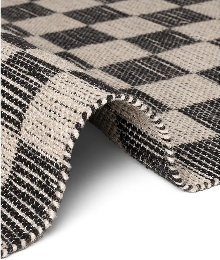 Covor negru/crem reversibil/țesut manual din amestec de iută 160x230 cm Rex – Hanse Home