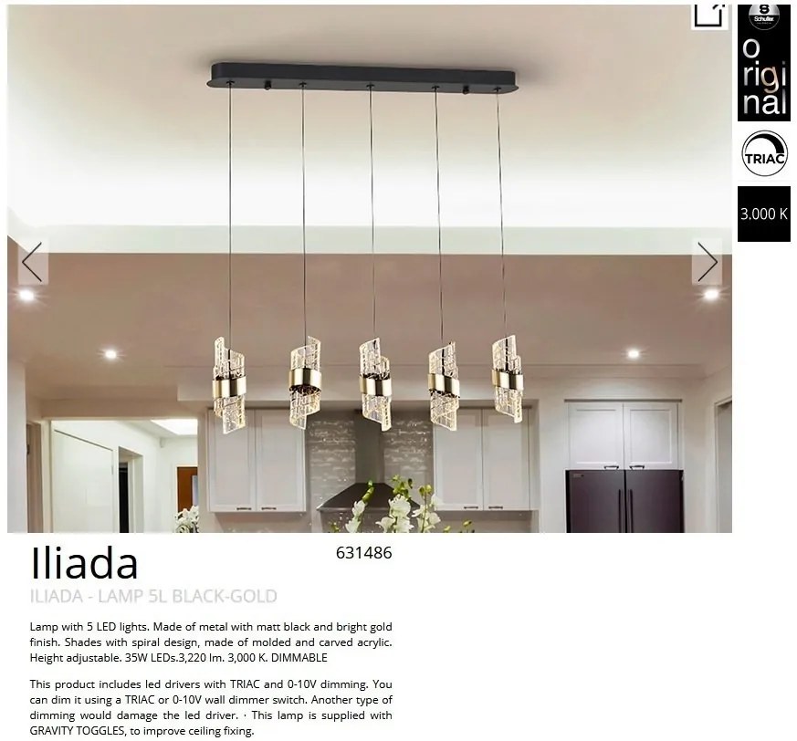 Lustra LED suspendata design elegant Iliada 5L