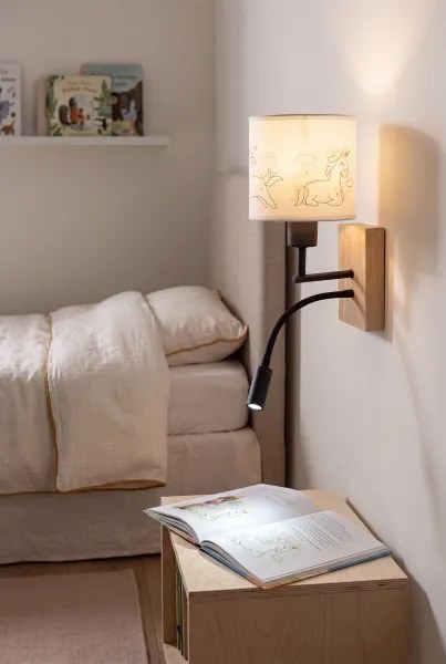 Brilagi - Lampă LED flexibilă BOBO WOOD 1xE27/25W/230V + LED/3W stejar/negru/alb/buc.
