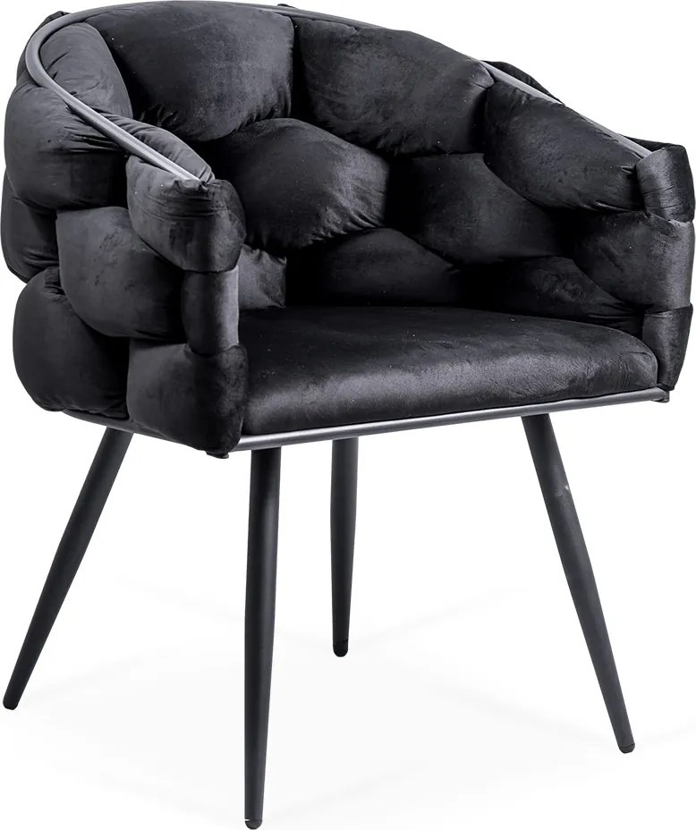 Scaune living moderne din catifea cu picioare metalice BUC 256 negru