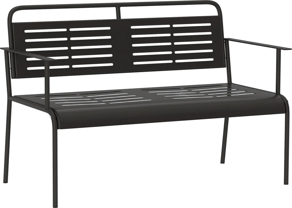Outsunny -locuri bancă de grădină, rezistentă la intemperii bancă, rezistentă la apă mobilier de grădină cu spătar &amp; Armlehnen 121 x 64 x 84cm, Negru | Aosom Romania