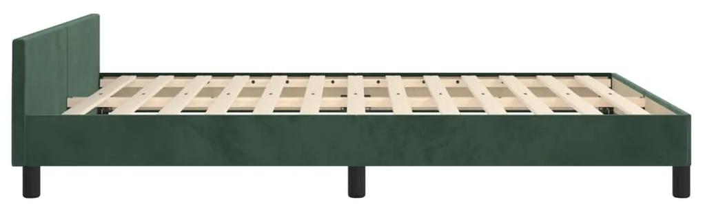 Cadru de pat cu tablie, verde inchis, 140x200 cm, catifea Verde, 140 x 200 cm
