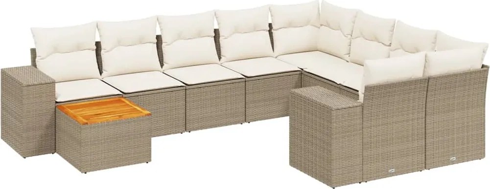 vidaXL Set canapele de grădină cu perne, 11 piese, bej, poliratan