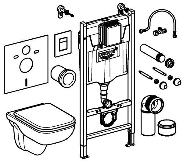 GROHE 39816000 - Set pentru WC SOLIDO COMPACT, 1,13 m, ceramică/alb