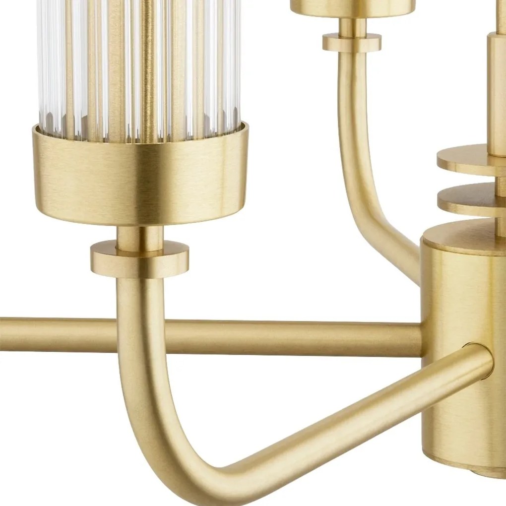 Candelabru 5 brate, alama periata, sticla canelata PRESTON 2196