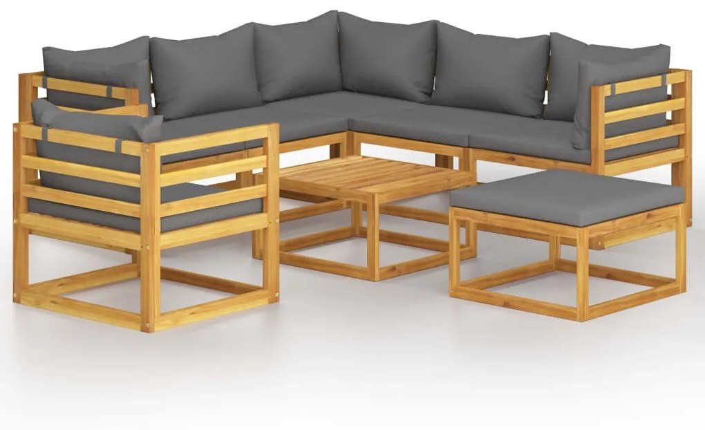 3057614 vidaXL Set mobilier grădină cu perne, 8 piese, lemn masiv acacia