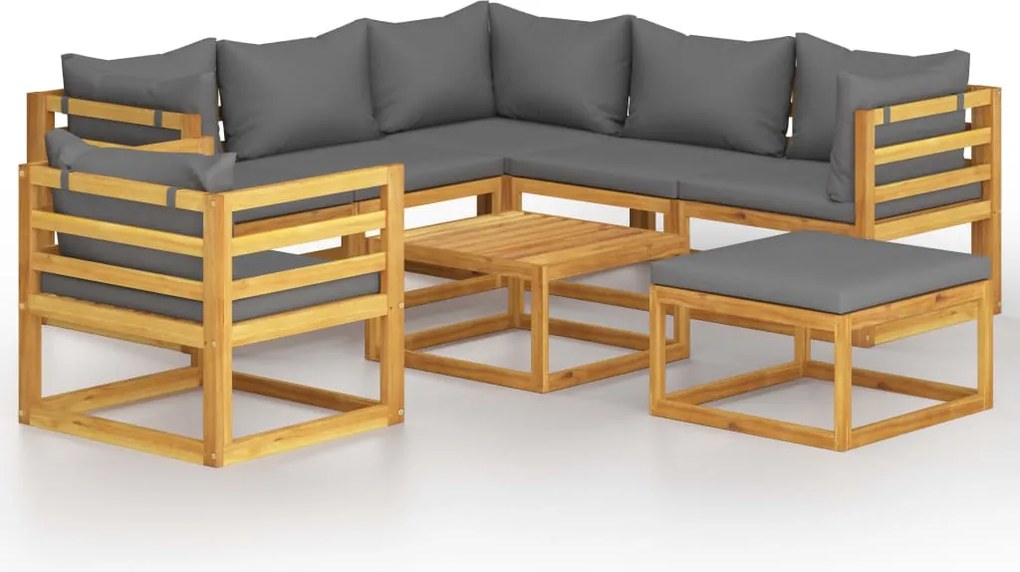 vidaXL Set mobilier grădină cu perne, 8 piese, lemn masiv acacia